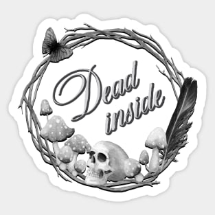 Dead Inside Goth Emo Skull Mushroom Sticker